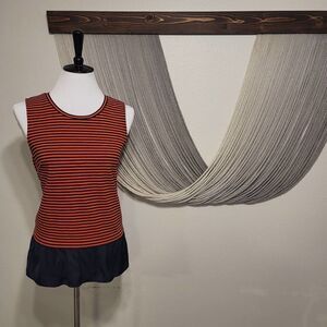 J.Crew Striped Ruffle Peplum Tank Top Sz M